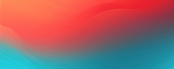 Turquoise red gradient wave pattern background with noise texture and soft surface gritty halftone art 