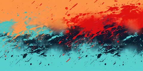 Turquoise red orange gradient gritty grunge vector brush stroke color halftone pattern