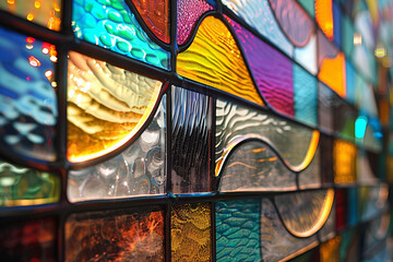 Vibrant stained glass waves.