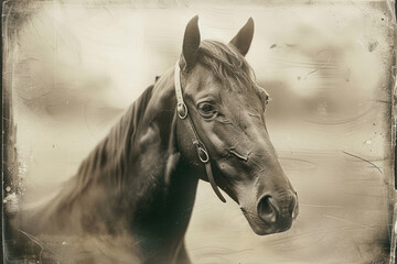 Fotografía analógica nostálgica de caballo salvaje