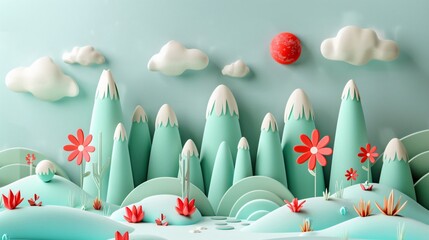 A playful 3D clay animation scene characters lively on a smooth pastel solid color background