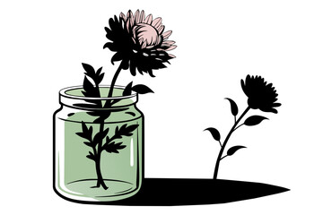  aster groving in the jar silhouette black vector illustration 
