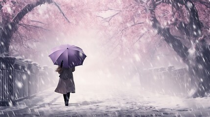 person with umbrella in rain