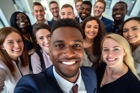 Corporate meeting with successful business people in modern workstation building Generative AI