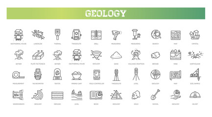 Set of geology icons. Vector outline collection - obrazy, fototapety, plakaty