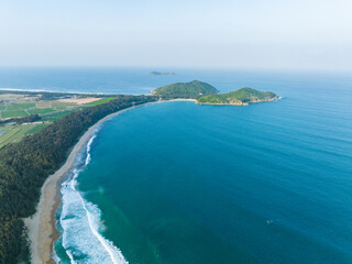 Fototapeta na wymiar Aerial photography of the summer coastline of Dahuajiao, Wanning, Hainan, China