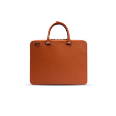 Beautiful luxury leather classic bag, briefcase, diplomat, for office, for laptop, clipping, acessories, mobile, white background