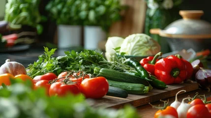 Foto op Canvas vegetables, fresh ingredients for salad © sania