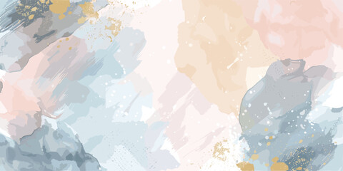 Watercolor Art Background with Gold Accents