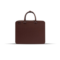 Beautiful luxury leather classic bag, briefcase, diplomat, for office, for laptop, clipping, acessories, mobile, white background