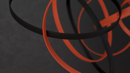 Abstract background with black and red circle shape. 3d render illustration