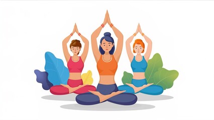Fototapeta premium 21 June- international yoga day, woman in yoga body posture.