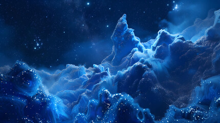 Blue Sky Galaxy: A Bright World Map Scene with Bubbles Underwater and Starry Sky Texture