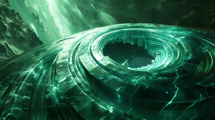 Abstract Fractal Spiral in Blue Space: Light and Motion