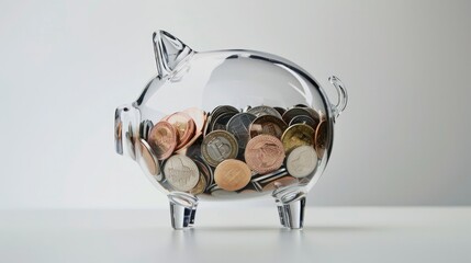 Modern Translucent Piggy Bank with Shining Coins