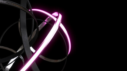 Abstract dark background with pink glowing. 3d render illustration