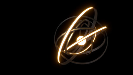 Abstract circle glowing shapes isolated on black background. 3d render illustration
