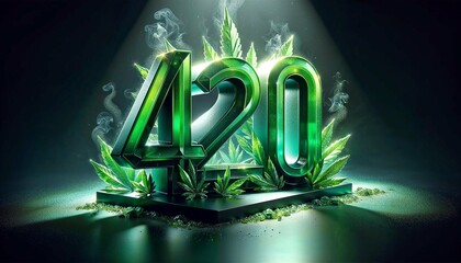 Green Smokey 420 Illustration - obrazy, fototapety, plakaty