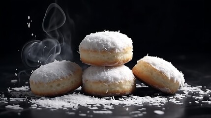 Delicious sweet round sponge cookies. 