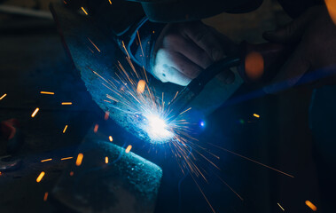 welding of metal in the industrial factory