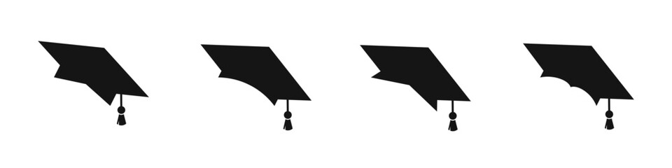 Graduation cap vector icons. Academic caps. Graduation hat icon set. Student hat set - obrazy, fototapety, plakaty