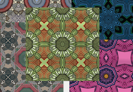 Seamless Pattern Collection with Ethic Mandala Motif