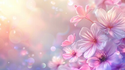 Beautiful abstract floral background with pink flowers. Border design