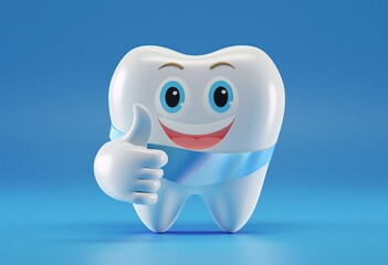 Happy cartoon tooth - oral hygiene concept illustration