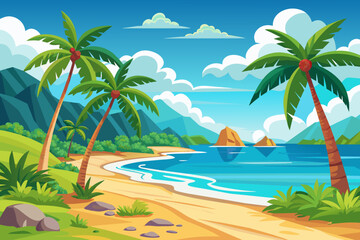 Fototapeta na wymiar Tropical beach with palm