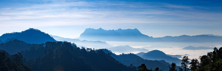 panorama Landscape of DOI LUANG CHIANG DAO mountain with sea fog at sunrise