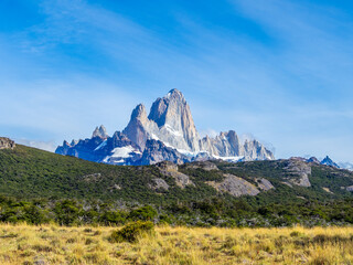 Fototapeta premium View of Fitz Roy from Loma del Pliegue Tumbado hike in Patagonia, El Chalten area
