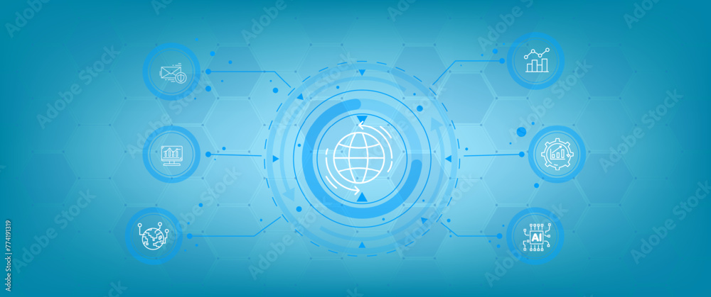 Poster technology connection digital data and big data concept. blue future background. abstract technologi