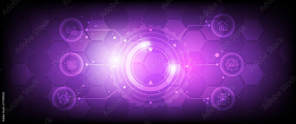 Aufkleber technology connection digital data and big data concept. blue future background. abstract technologi