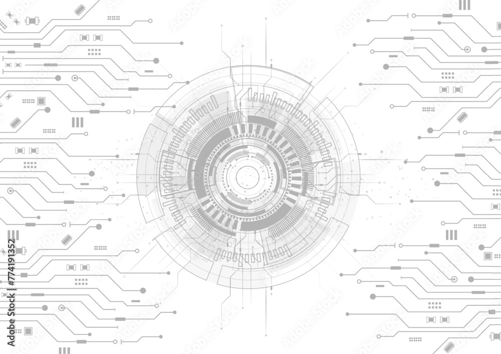 Poster gray background. abstract technological background with various technological elements. structure pa
