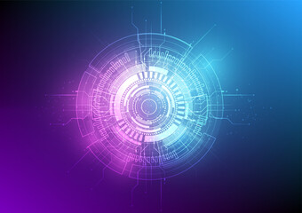 Technology connection digital data and big data concept. Blue Future Background. Abstract technological background with various technological elements. Structure pattern technology backdrop. Vector	
