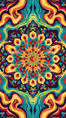 Vibrant psychedelic mandala pattern artwork - A mesmerizing psychedelic mandala with intricate patterns and a kaleidoscope of vibrant colors, evoking spirituality and creativity