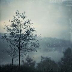 Fototapeta na wymiar A morning of soft rain the sky a gentle grey