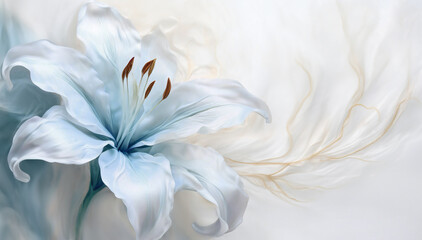Obraz akrylowy, niebieski kwiat lilia - obrazy, fototapety, plakaty