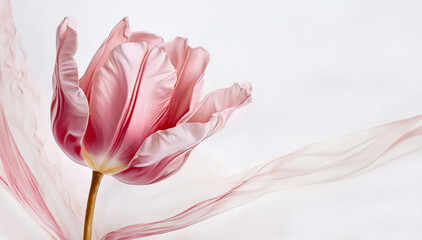 Różowy kwiat, akrylowy tulipan - obrazy, fototapety, plakaty