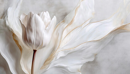 Białe tło akrylowe. Abstrakcyjny kwiat. Wzór, motyw kwiatowy - obrazy, fototapety, plakaty