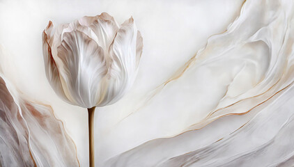 Białe tło akrylowe, motyw kwiatowy - obrazy, fototapety, plakaty