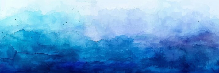 Serene blue watercolor shades mimicking sea - Calm and soothing watercolor painting with varying shades of blue, perfect for tranquil themes and relaxation - obrazy, fototapety, plakaty
