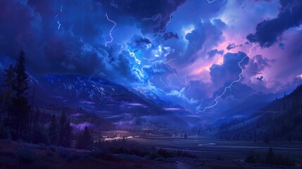 A symphony of lightning illuminates the sky above a sleeping city.