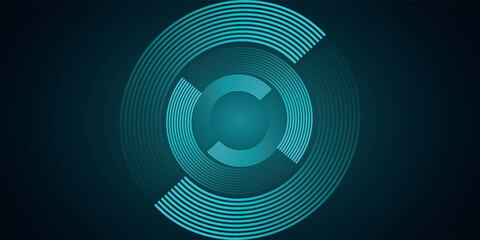 Abstract futuristic background. Glowing blue circle lines. Rotating circular line design element. vector