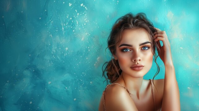 Dreamy Woman with Sparkling Backdrop