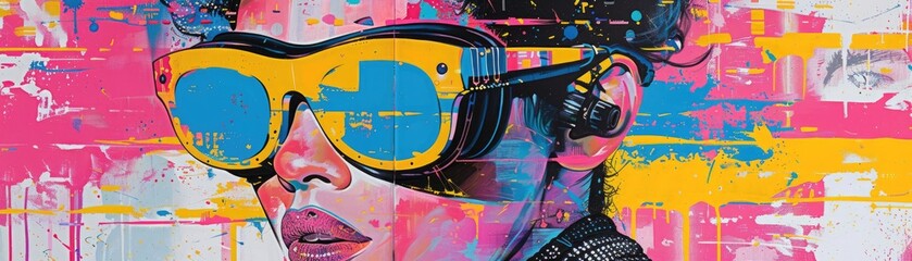Abstract Pop Art Woman with Oversized Sunglasses