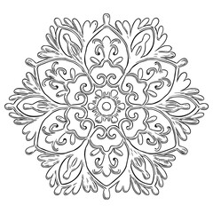 Monochrome mandala isolated on white background.  Hand-drawn illustration. - 774199113