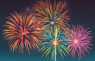 Obraz premium Fireworks celebration and the twilight sky background. 