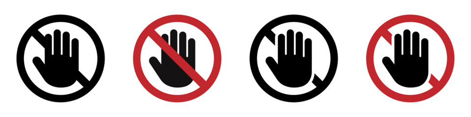 Don't touch vector icons set, no entry vector signs set - obrazy, fototapety, plakaty