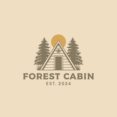 Forest cabin logo design template